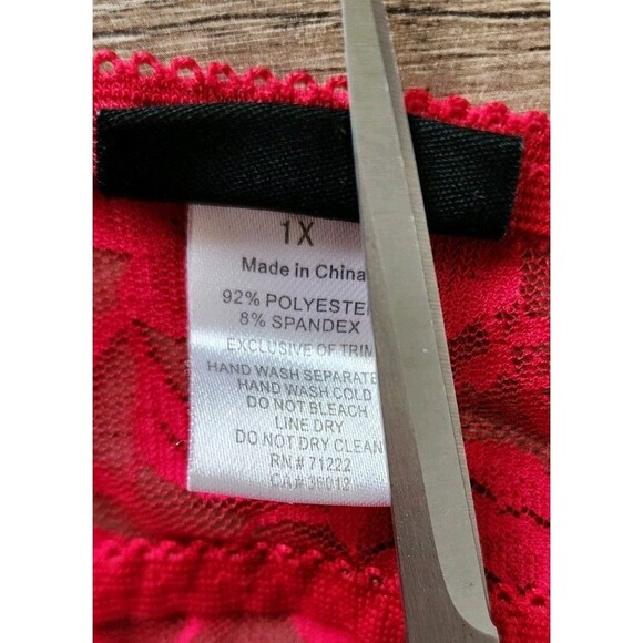 Rampage Intimates Y2K Red Sheer Lace Babydoll Slip Lingerie Nightie 1X Plus Size - Picture 4 of 6